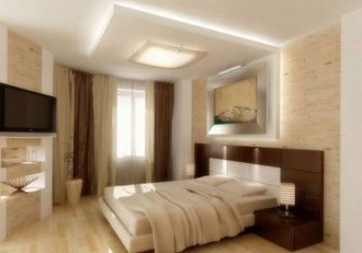 Отделка спальни: дизайн и оформление стен и потолков (фото)